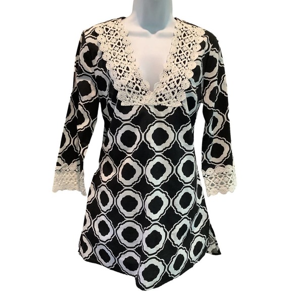 Mud Pie Tops - MUD PIE BEACH TO BAR COTTON TUNIC/COVER UP S(4-6) NWT